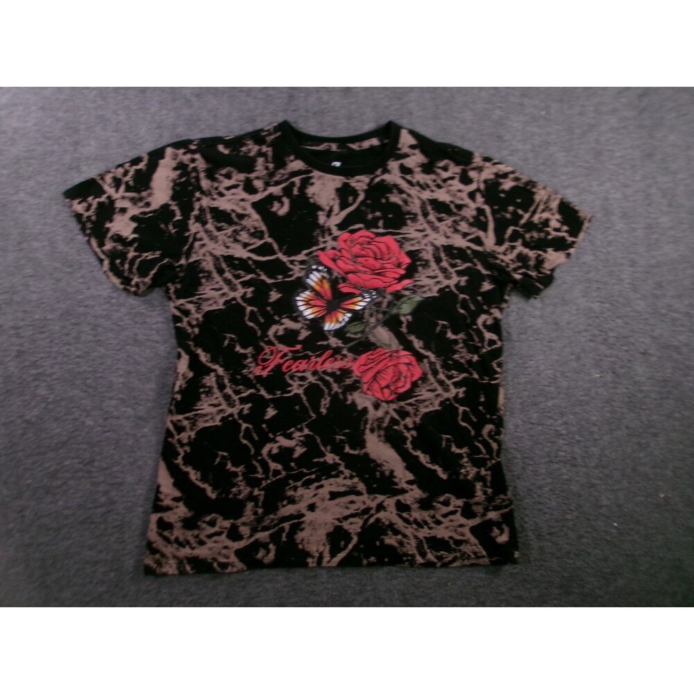 Upstanders Shirt Adult S Black Bleach Splatter Rose Streetwear Edgy Fearless